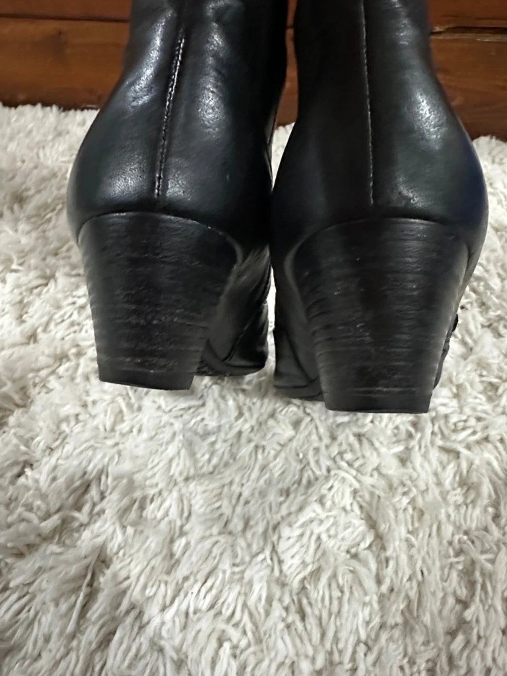 Gabor Black Leather Mid-Calf Heeled Boot with Side Zip Sz 37 - Picture 13 of 17